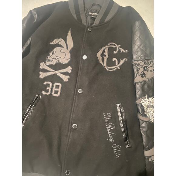 Crooks and Castles All Black Medusa Varsity Bomber Jacket Size Large - Picture 3 of 7